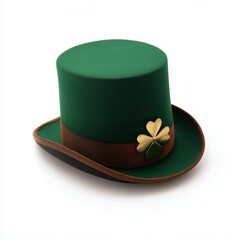 Elegant Green Top Hat with Shamrock Brooch