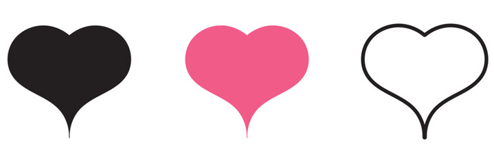 Pink and black heart icon. isolated on a white background for design and illustration purposes. Valentine day icon.