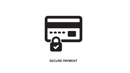 Fototapeta premium Secure payment card with padlock black glyph icon on transparent background silhouette