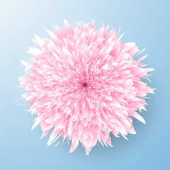 Pink dahlia on a blue background. An element for your design. Vector illustration.