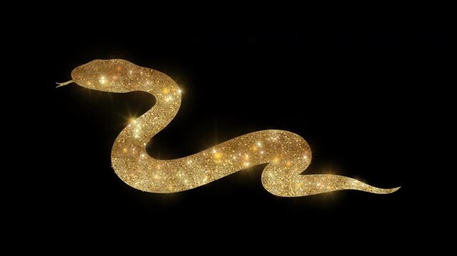 Luxury Snake with golden glitter, alpha channel