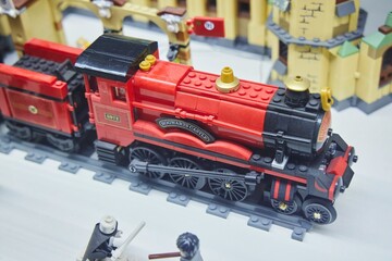 Obraz premium Moscow, Russia. - June 23, 2025: Lego construction kit, old models. Collection of the famous toy series