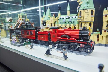 Obraz premium Moscow, Russia. - June 23, 2025: Lego construction kit, old models. Collection of the famous toy series