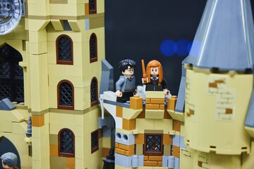 Obraz premium Moscow, Russia. - June 23, 2025: Lego construction kit, old models. Collection of the famous toy series