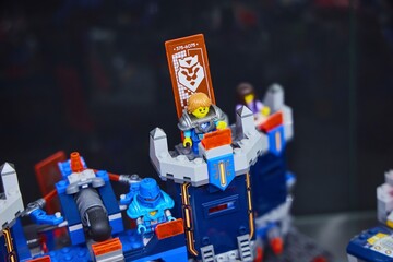 Obraz premium Moscow, Russia. - June 23, 2025: Lego construction kit, old models. Collection of the famous toy series