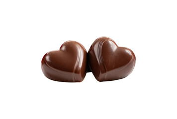 Obraz premium Two chocolate hearts are sitting on a white background