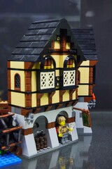 Obraz premium Moscow, Russia. - June 23, 2025: Lego construction kit, old models. Collection of the famous toy series