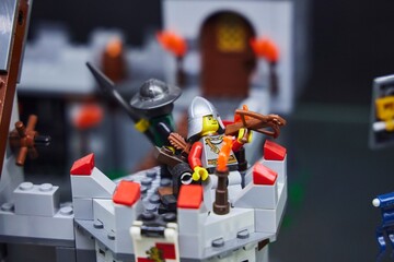 Obraz premium Moscow, Russia. - June 23, 2025: Lego construction kit, old models. Collection of the famous toy series