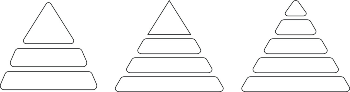 5 level Triangular pyramid colorful icon. Business hierarchy symbols. Success and strategy signs.. educational materials. diagrams with ascending levels
