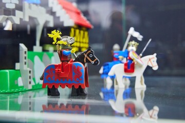 Naklejka premium Moscow, Russia. - June 23, 2025: Lego construction kit, old models. Collection of the famous toy series
