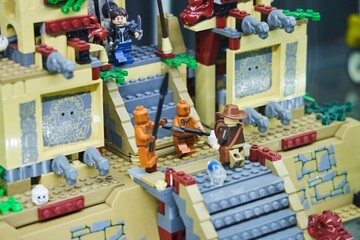 Naklejka premium Moscow, Russia. - June 23, 2025: Lego construction kit, old models. Collection of the famous toy series