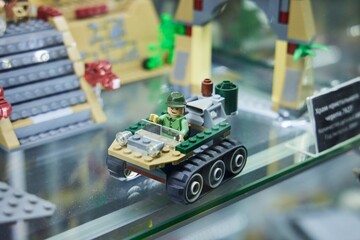 Naklejka premium Moscow, Russia. - June 23, 2025: Lego construction kit, old models. Collection of the famous toy series