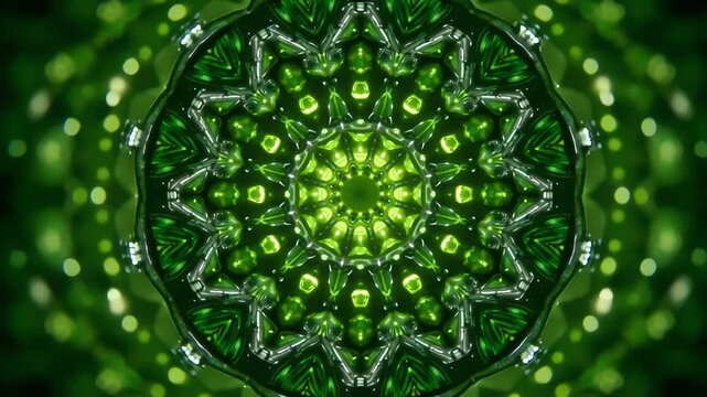 Abstract Green Kaleidoscope Pattern Animation