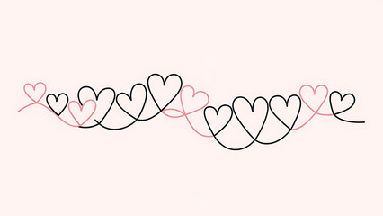 Heart shapes in black and pink on light pink background