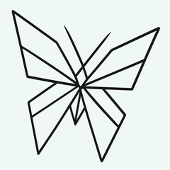  Geometric Butterfly Line Art Vector, Minimal Polygon Insect Design, Modern Symmetry Illustration Isolated on White