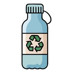 Fototapeta premium Recycling symbol on a plastic bottle, illustration representing environmental awareness and sustainability