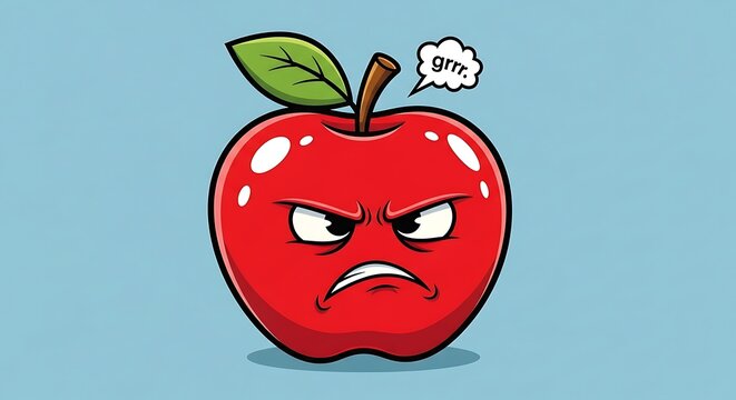 Red  character with an angry expression and speech bubble.