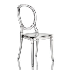 Clear Plastic Chair with Oval Backrest and Four Legs