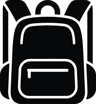 Simple black backpack icon on white background