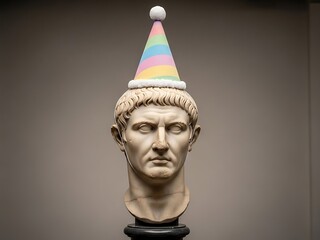 Bust with a birthday hat