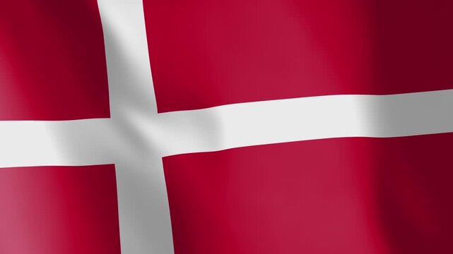 Flag of Denmark animated background. Symbol of the Danish nation and the culture. Waving flag in the wind footage. The sign is also called Dannebrog.