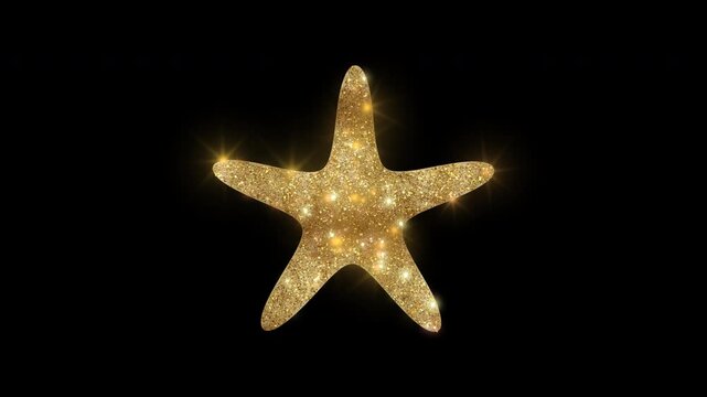 Luxury Starfish with golden glitter, alpha channel