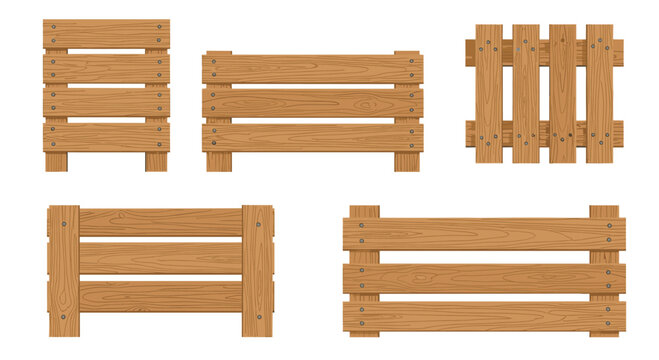 Useful collection of empty wooden crates and boxes in various angles, suitable for storage, transport, or rustic decor themes.