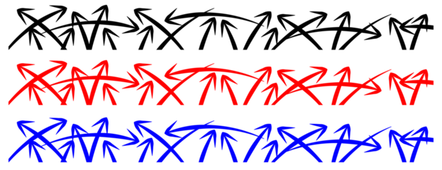 Fluid arrow graphics forming a conceptual design of complex movement and sequential connection