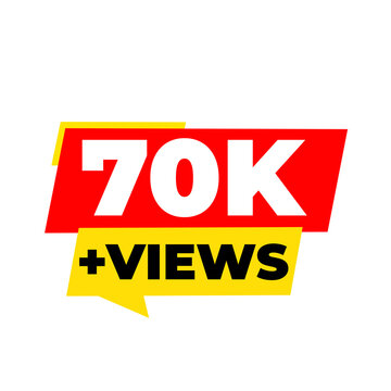 70K broadcast milestone sticker, online audience badge, creator analytics icon, streaming reach mark, viral tracker