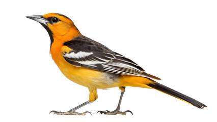 Fototapeta premium Vibrant orange and black oriole bird isolated on transparent background