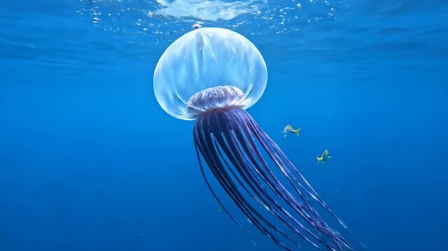 Jellyfish Swimming in the Ocean Water.