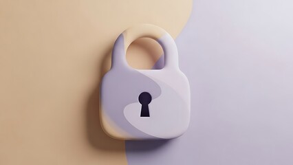 White padlock with black keyhole on pastel color background
