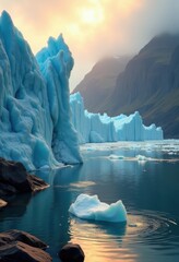 Expansive Glacier Tongue Eroding Into Serene Fjord Waters Unexpected Exotic Journey