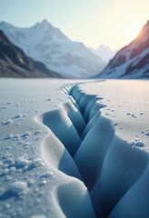 Expansive Plain Covered by Spreading Piedmont Glacier in Magnificent Scenic Immensity