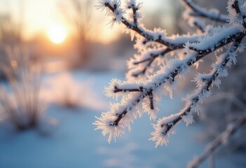 Feathery Frost Enveloping Branches and Objects in a Transient Winter Wonderland