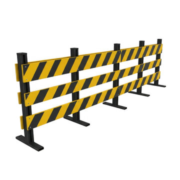 Yellow black stripe barrier isolated on transparent background