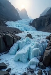 Glacial Rock Debris Ice Avalanche Slow Movement Drama Frozen Flow Earth Formation