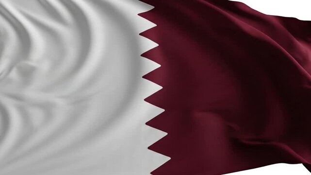 Waving Qatar Flag - Clean White and Maroon Rippling Fabric