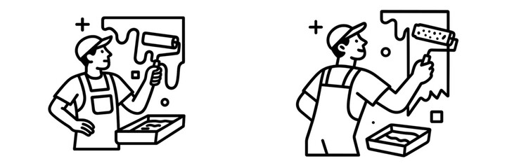 Vector illustration showcasing a painter at work with tools