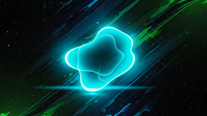 Glowing Blue Nebula in Space with Green and Blue Streaks and Stars