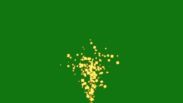 4k gold confetti rain launched from a cannon slowly falling separate , Golden & Silver confetti party popper explosions, gold confetti particle spread and flying include alpha matte