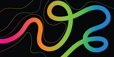 Abstract Party with Gradient. Vector 3D Curve Rainbow Ribbons Background, Rainbow Color line Ribbons shape background, colorful gradient line pattern background.