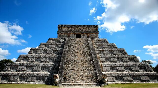 Ancient Mayan Pyramid Temple Kukulkan at Chichen Itza Mexico.