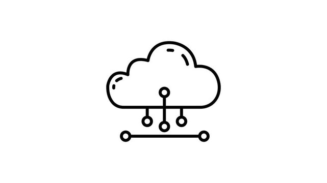 Cloud computing concept liner illustration isolated. 4K