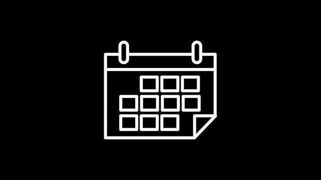 Vector calendar icon liner symbol animation. 4K