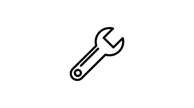4K Wrench Icon Animation &ndash; Spinning Tool Symbol Motion Graphic for Repair, Settings, UI, Tech