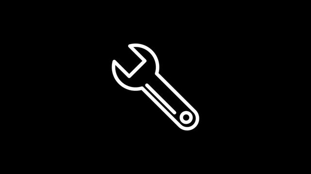 4K Wrench Icon Animation &ndash; Spinning Tool Symbol Motion Graphic for Repair, Settings, UI, Tech