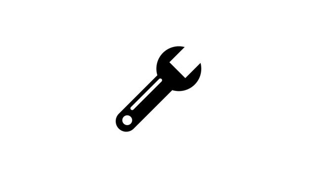 4K Wrench Icon Animation &ndash; Spinning Tool Symbol Motion Graphic for Repair, Settings, UI, Tech