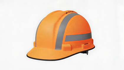 Orange hard hat with reflective stripes and honeycomb pattern for safety.