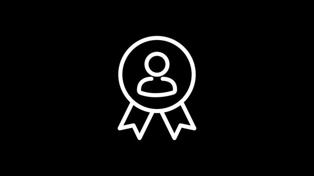 Liner vector illustration of an abstract human symbol icon animation with award sign. 4k stock video